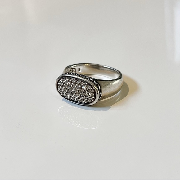 Vintage David Yurman Sterling Silver Pave Diamond Ring - 6.75 - Picture 4 of 8